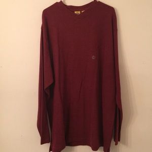 Men’s burgundy v neck heavyweight shirt sz XL